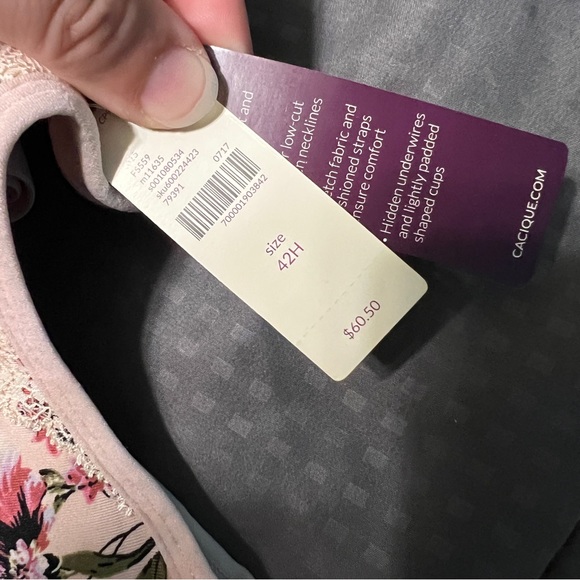 Cacique bra balconette light pink with floral new nwt size 42H - Picture 4 of 9